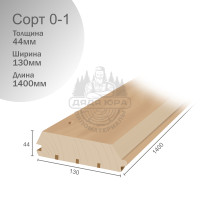 Имитация бруса ольха сорт 0-1 44х130х1400мм
