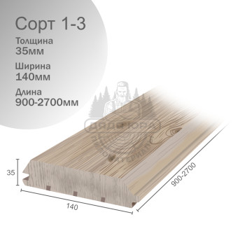 Имитация бруса дуб сорт 1-3 35х140х900-2700мм
