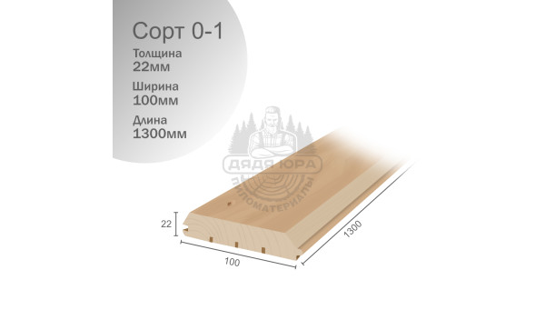 Имитация бруса ольха сорт 0-1 22х100х1300мм