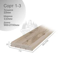 Имитация бруса дуб сорт 1-3 22х110х900-2700мм