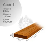 Термососна 1 сорт 20х120х6000мм