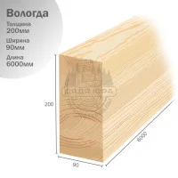 Клееная балка из сосны 90х200х6000 мм (Вологда)