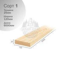 Доска строганная Хвоя 1 сорт 25х120х6000мм