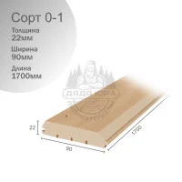 Имитация бруса ольха сорт 0-1 22х90х1700мм