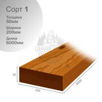 Термососна 1 сорт 50х200х6000мм