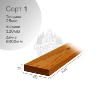 Термососна 1 сорт 25х120х6000мм