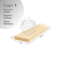 Доска строганная Хвоя 1 сорт 20х120х6000мм