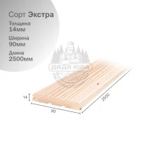 Вагонка штиль из Кедра сорт Экстра 14х90х2500мм