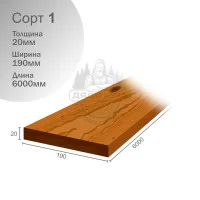 Термососна 1 сорт 20х190х6000мм