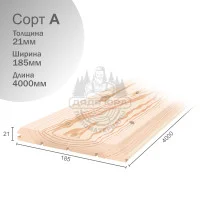 Имитация бруса ангарская сосна сорт А 21х185х4000мм