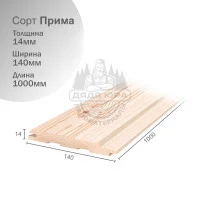 Евровагонка из Кедра сорт Прима 14х140х1000мм